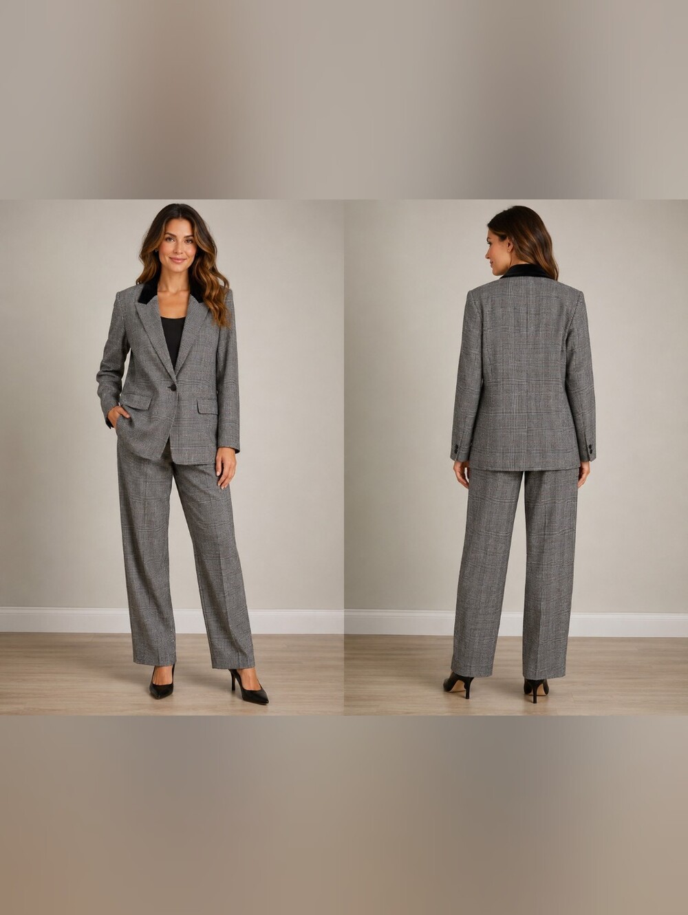 Amanda Smith Women’s Gray Plaid Suit Jacket And Requirements Dress Pants